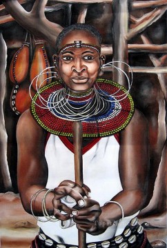 African Painting - Jared Tugen Woman from Africa